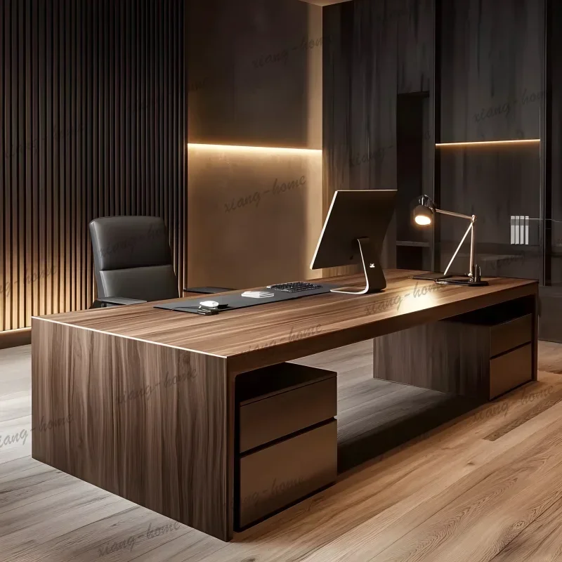 FG Large Luxury Wood Office Desk Designer Modern Wooden Conference Computer Desk Standing Organizer Mesas De Escritorio Furnitur