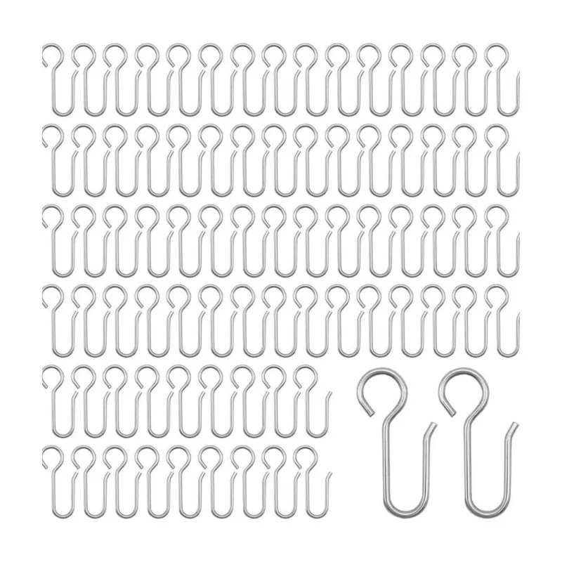 Durable Using Stainless Steel Curtain Hooks- S-Shaped, 80Pcs, Rust-Resistant For Shower And Window Closures