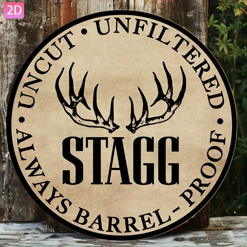 Letrero vintage de whisky Stagg Bourbon, arte de pared plano 2D de 7,87x7,87 pulgadas para decoración de bares, decoración del hogar, decoración de habitaciones