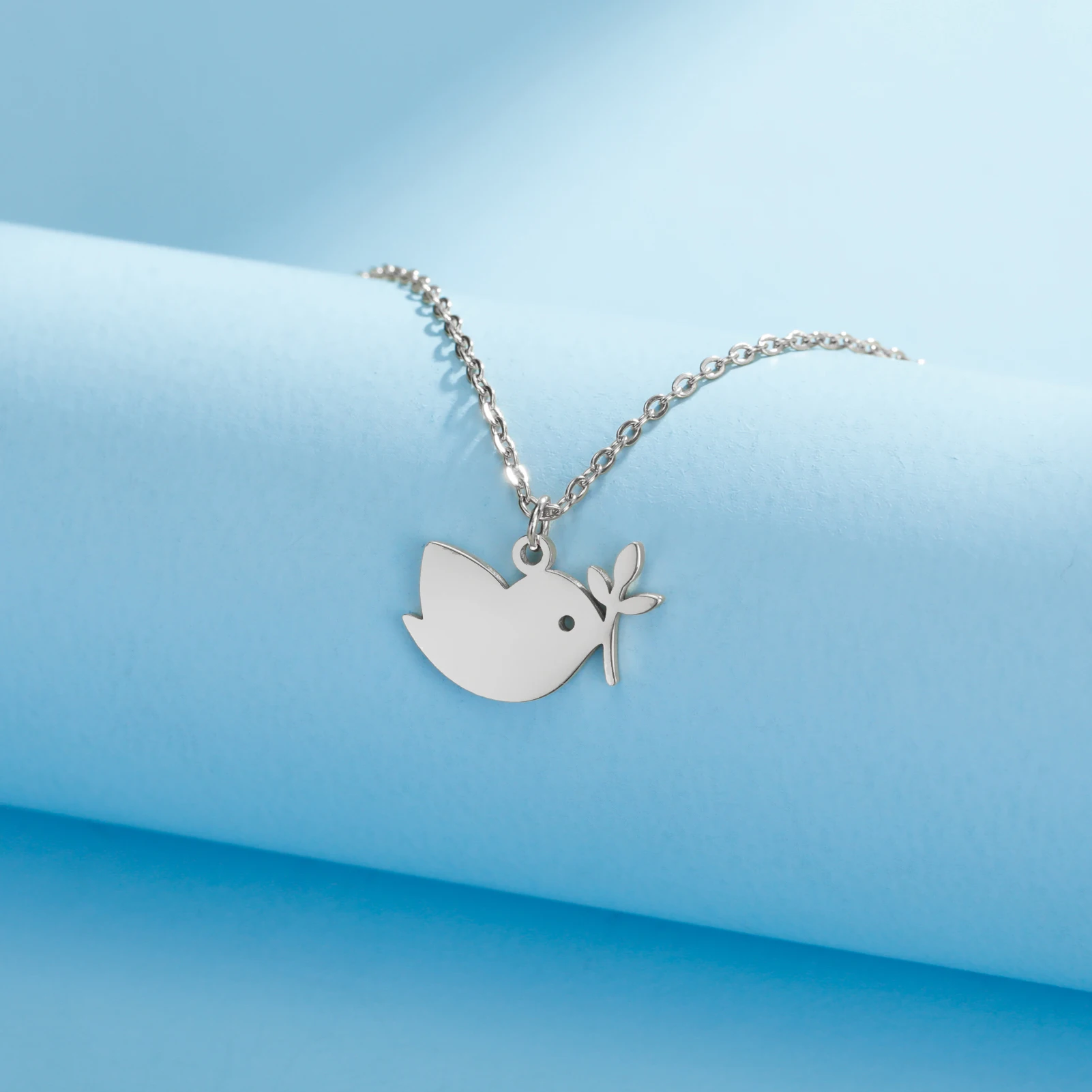 EUEAVAN 5pcs Cute Bird on Branch Stainless Steel Charms for Jewelry Making Lovely Dove Animal Charm DIY Pendants Wholesale