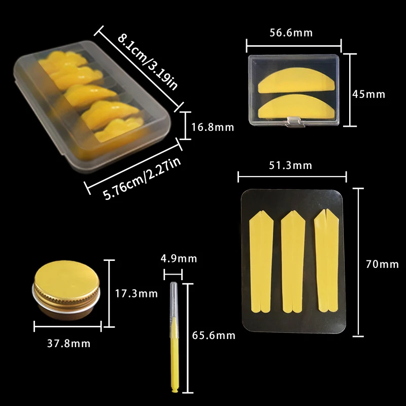 5Pcs/Set Silicone Keratin Eyelash Perm Pads Cover Strip With Eyelash Brush And Glue Combination Eyelash Accessories Makeup Tool