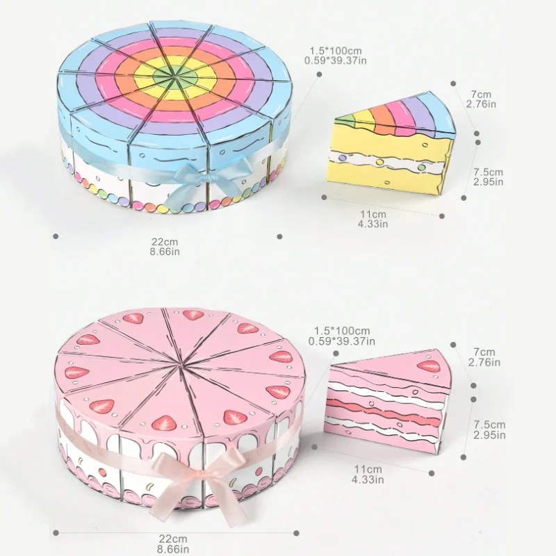 Triangular Cake Shaped Paper Gift Box Creative Candy Cookie Packaging Box Birthday Party Wedding Favor Table Decor Supplies view 6