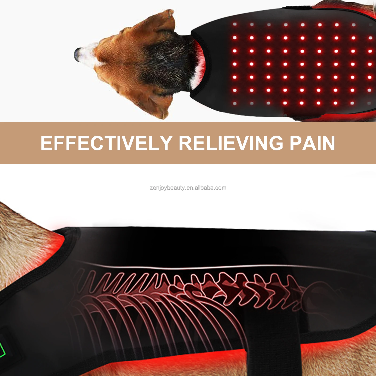 2026 Wholesale Home Use Pet Dog Body Care Infrared Red LED Light Therapy Belt with Pain Relief and Built-in Battery for Dogs