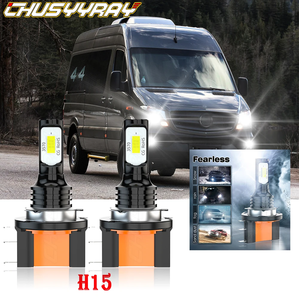 

CHUSYYRAY Car Lights 2x H15 led Headlight Kit High Beam DRL Compatible For Mercedes-Benz Sprinter 2500 2019-2020 Car accsesories