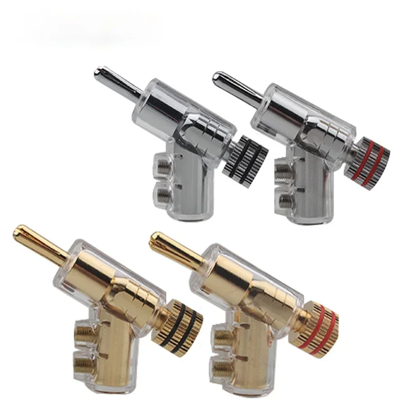 金メッキロジウムバナナプラグ,hifiオーディオアダプター,スピーカーケーブル,ロックコネクター,4個