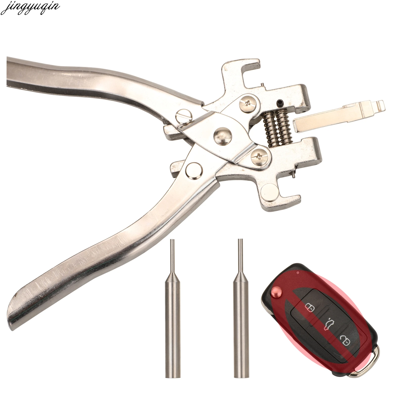 Jingyuqin Folding Split Pin Clamp Remote Car Key Blank Disassembly Pliers Flip Key Remover Fixing Locksmith Kit Tool Peg Install