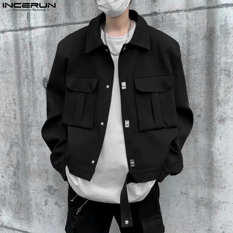 

INCERUN Fashion Men Jackets Long Sleeve Solid Color Buttons Long Sleeve Spring Autumn Thin jackets Casual Streetwear Tops