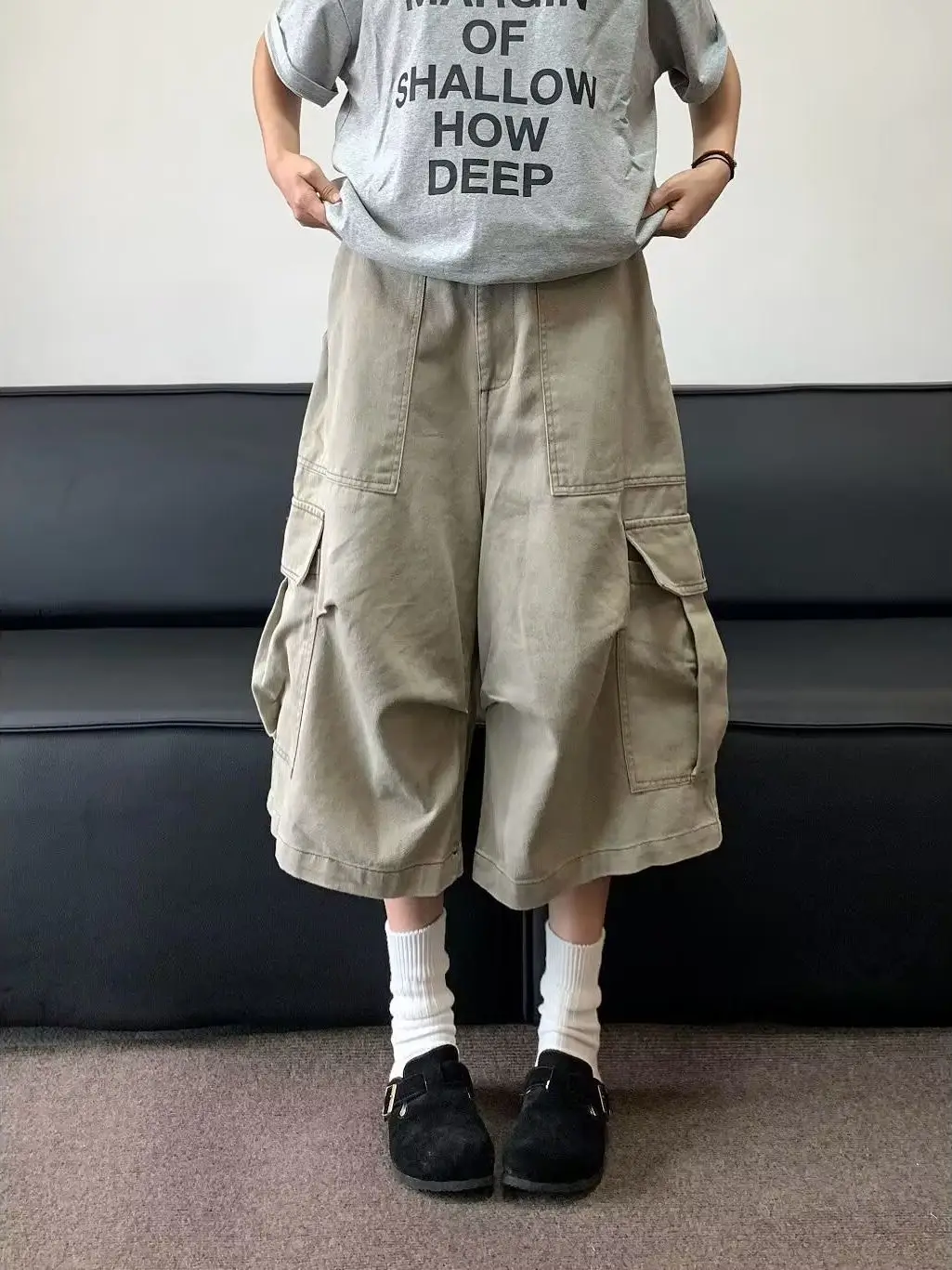 

Американские ретро-брюки в стиле рабочей одежды с большими карманами, летние, новые, уличный тренд, свободные широкие брюки-кюлоты (семь футов), повседневные