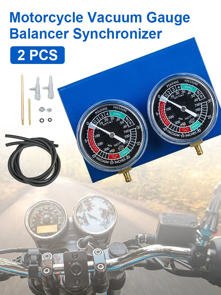 2pcs Motorcycle Carburetor Vacuum Gauge Balancer Synchronizer Tool W/Hose Kit Brand New And High Quality