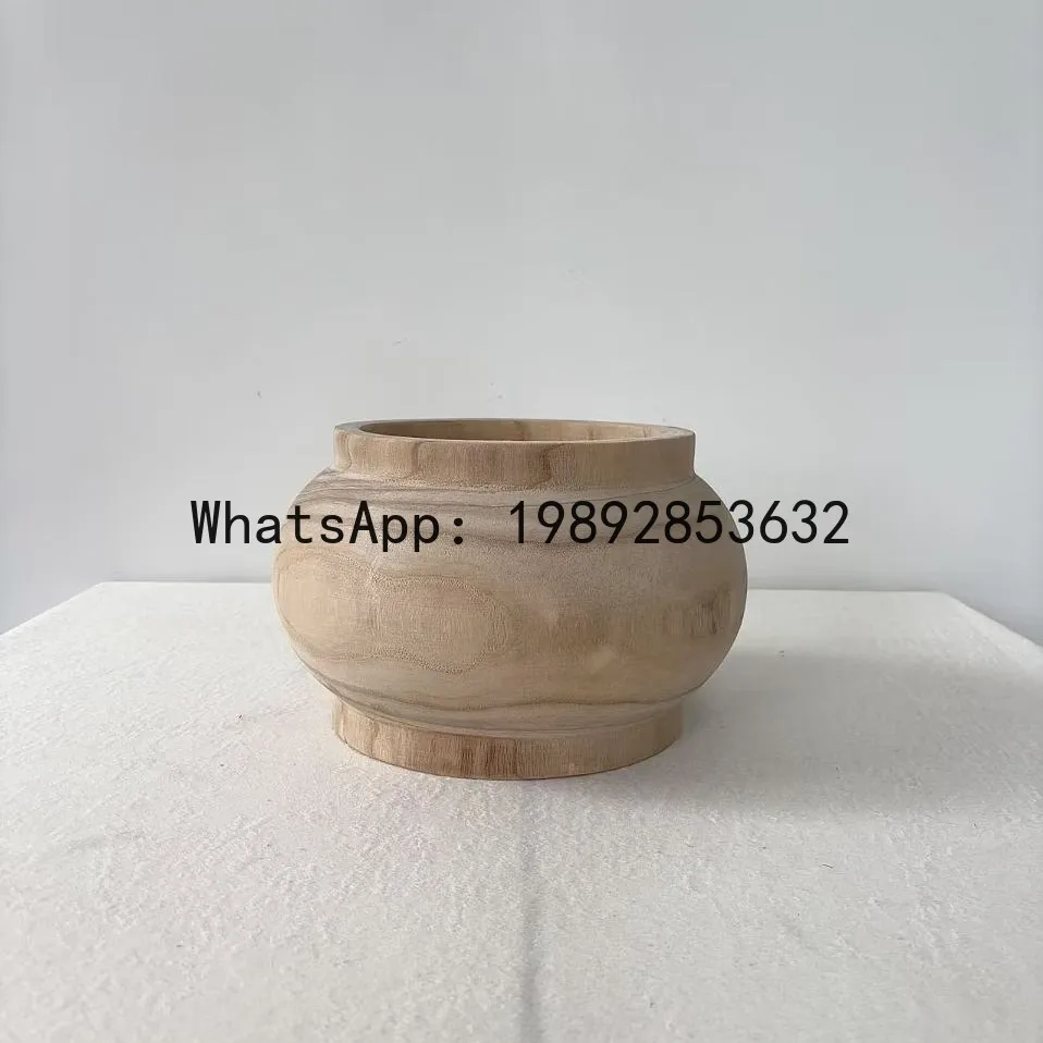 

PYJ retro zen solid wood large flower pot porch decorative ornament wabi sandy wind flower pot vase