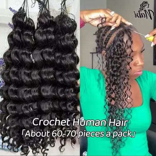 Imagen 2 del producto Extensiones de Cabello Humano con Ondas Profundas NABI Feathered Crochet, 16-24 Pulgadas, 100g/lote, para Trenzas Bobo, Boho Locs y Peinados para Mujer