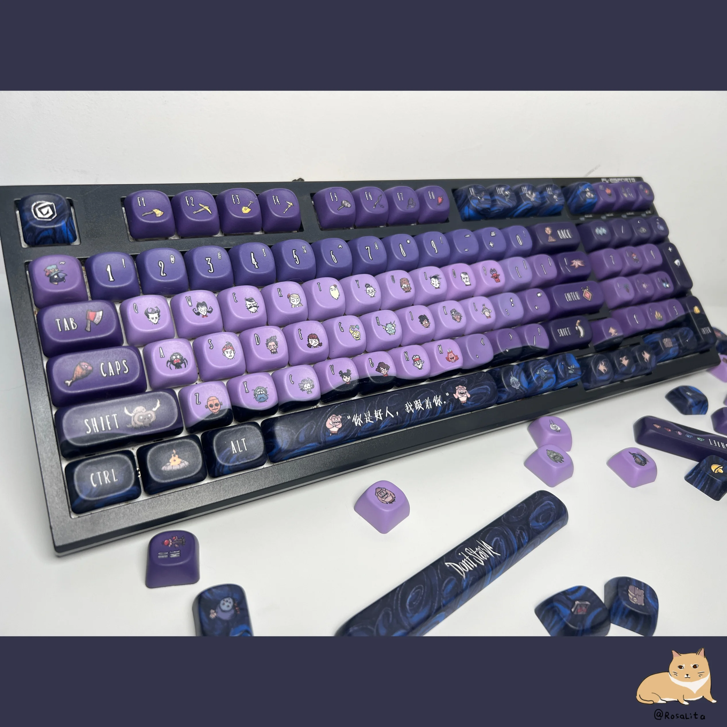 144 teclas não starve keycaps jogo personalizado moa altura pbt cinco lados sublimação quente original teclado mecânico teclas