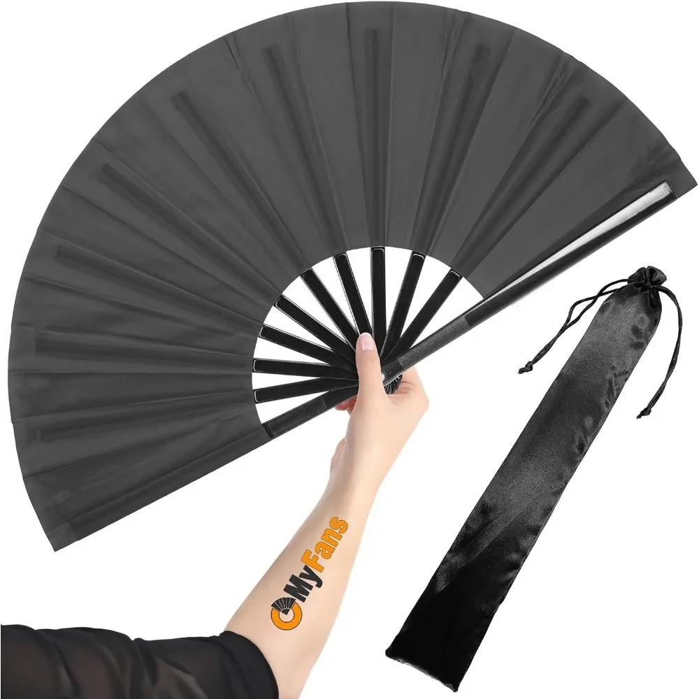 

Large Foldable Hand Fan for Rave Festival Dance Tai Chi Cooling Gift Black