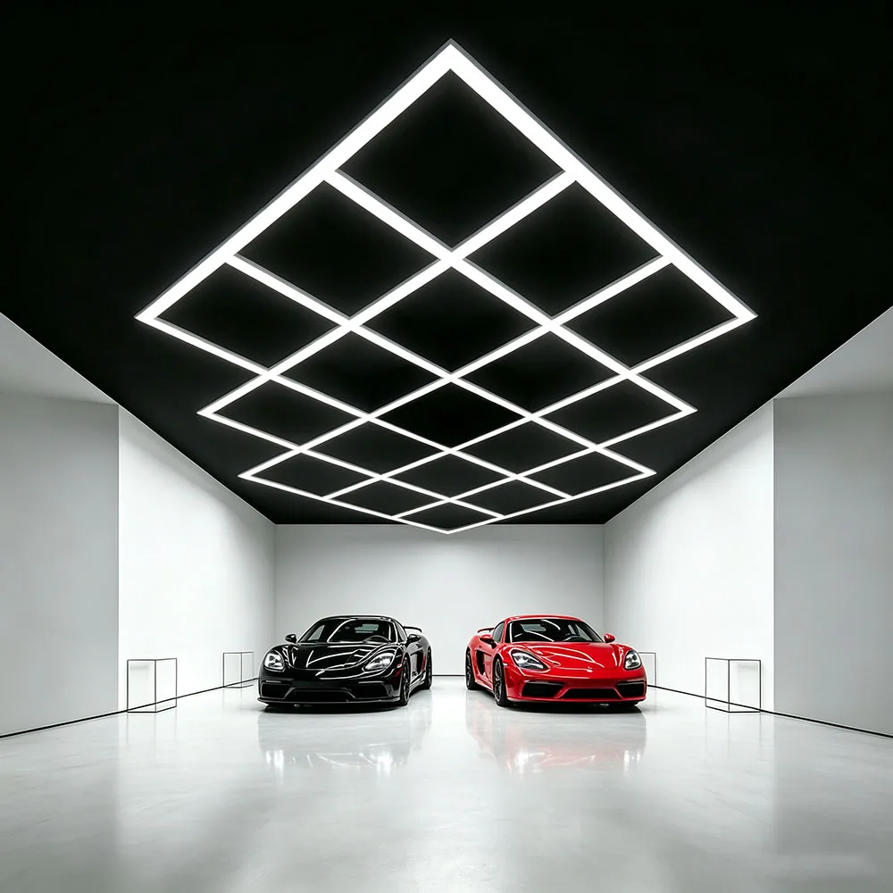 6500K Hexagon Honeycomb LED Ceiling Light Global Wide Voltage Easy Install Uniform Light For Garage Gym Auto Mod Shop
