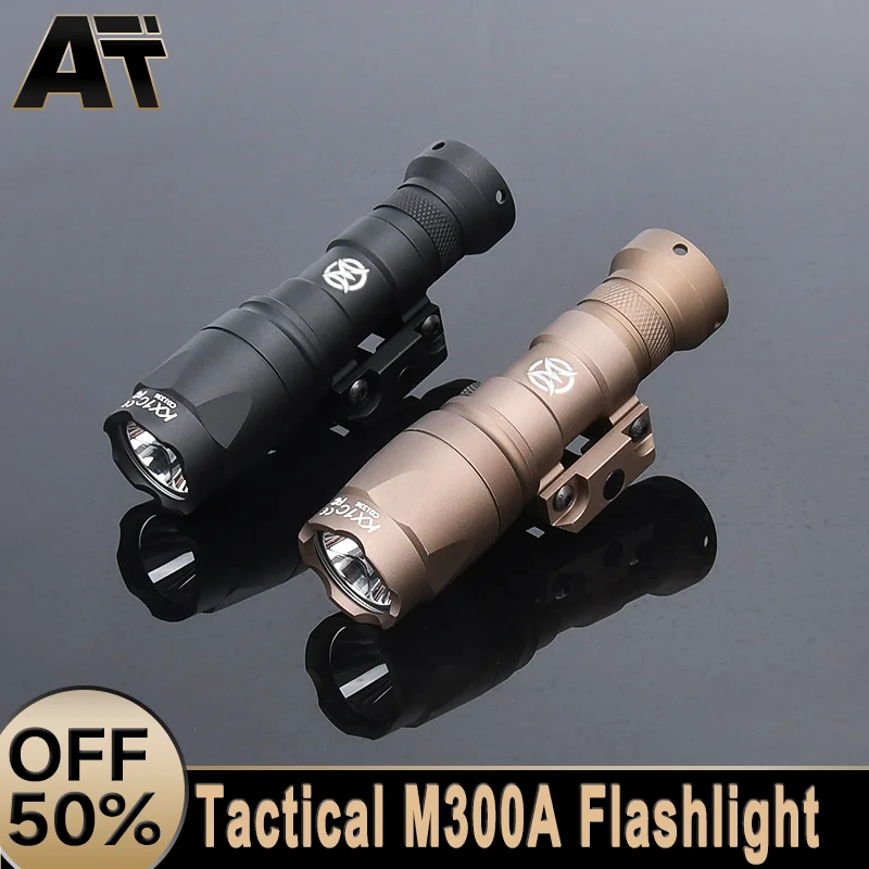 

WADSN Airsoft M300 M300A Tactical Flashlight Hunting Gun Rifle Weapon Mini Scout Led Light Fit 20mm Rail With Switch Tail Cap