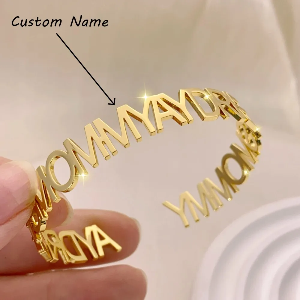 

Браслет с буквами на заказ, браслет-кольцо с буквами, индивидуальное имя, браслет-кольцо, ювелирные изделия с индивидуальным именем для женщин и мужчин, подарки на день рождения