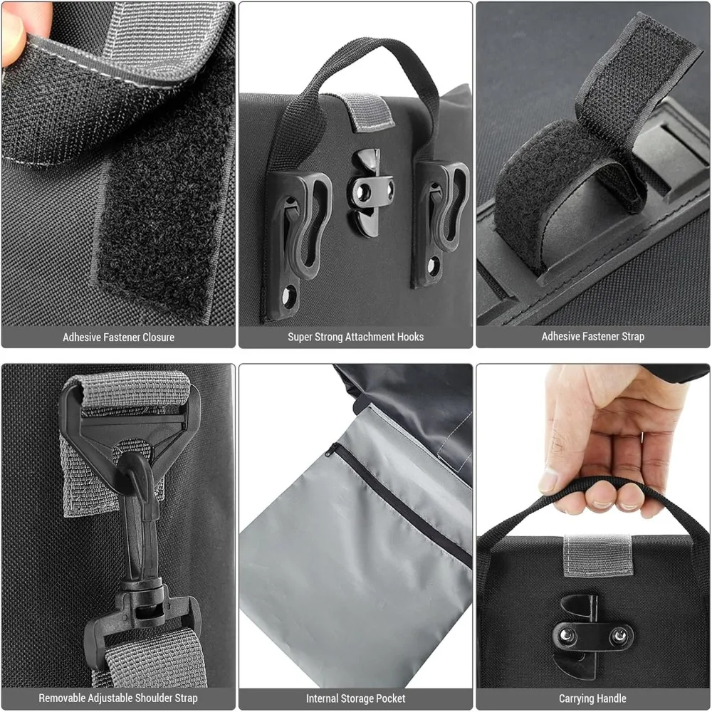 14L Capacity Bicycle Rear Rack Bag Rear Rack Mounting 600D PVC Bike Rear Seat Bag Easy Clean Waterproof Rear Rack Bag