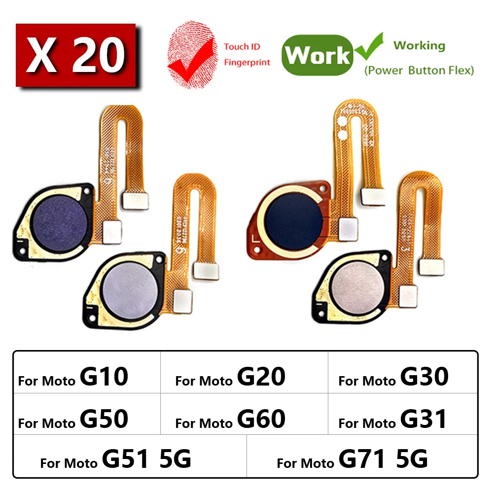 

20Pcs/Lot, Home Button FingerPrint Touch ID Sensor Flex Cable For Motorola Moto G10 G20 G30 G50 G60 G51 G31 G71 5G