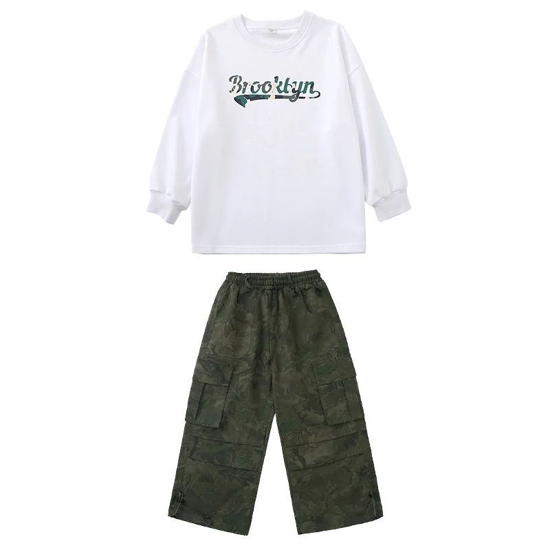Lose Langarm Tops Camouflage Cargo Hosen Kinder Kostüme Street Dance Hip Hop Kinder Jazz Dance Performance Tragen DN20108