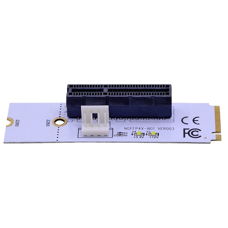 NGFF M.2 To PCI-E 4X Riser Card M2 Key M To Pcie X4 Adapter With LED Voltage Indicator For ETH Bitcoin Miner Mining