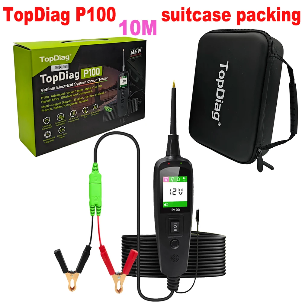 

JDiag topdiag P100 Тестер электрических цепей OBD2 Тестер батареи Встроенный фонарик OBD Автомобильный диагностический сканер Инструменты для ремонта