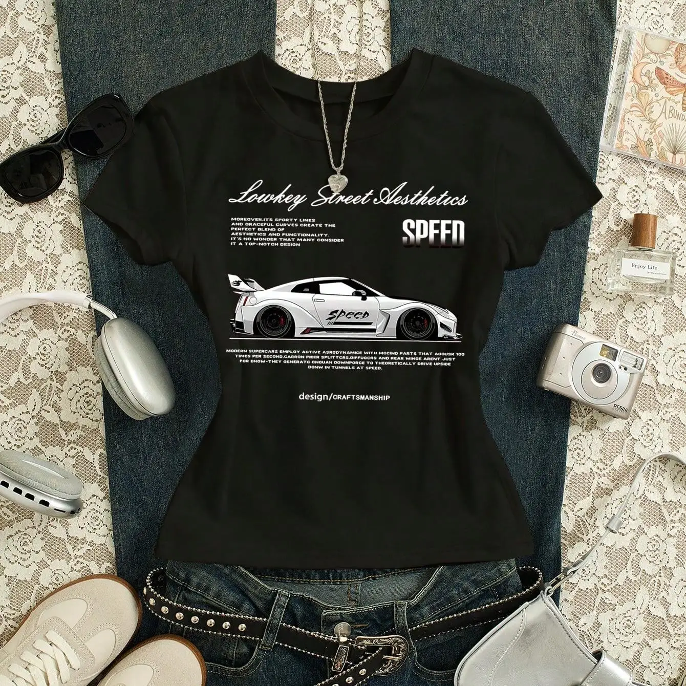 Unisex T Shirt SPEED Street Aesthetics Car Racing Sports Automotive Graphic Print Oversized Streetwear Retro Style Vintage