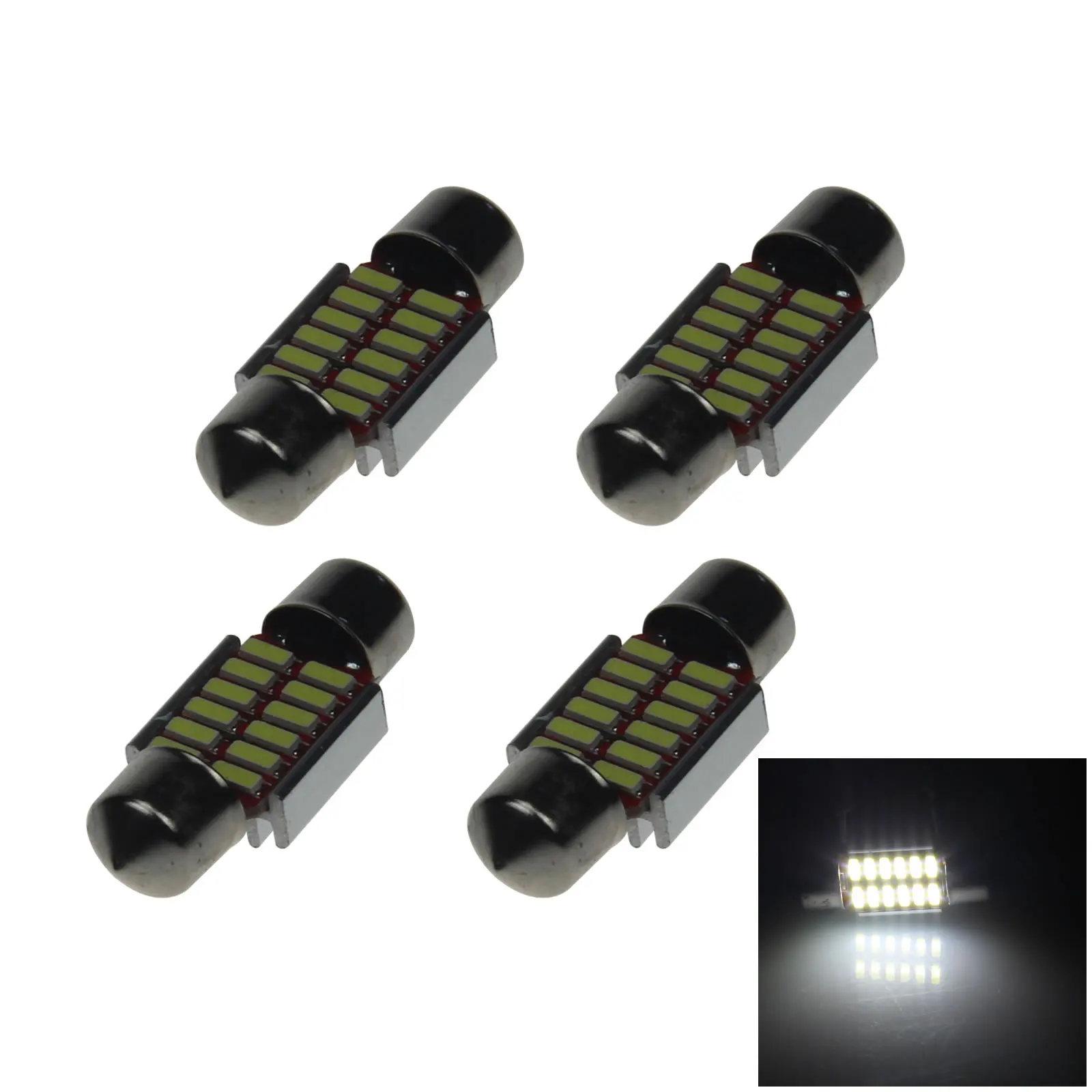 4x White Car 31MM Festoon Light Number plate Blub 12 Emitters 4014 SMD LED 30mm Z20431