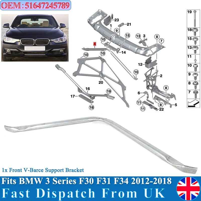 

For BMW 1 2 3 Series Front Bumper Bracket F20 F30 F22 Front Panel Bonnet Lock Support V Strut Replace Directly Car Accessories