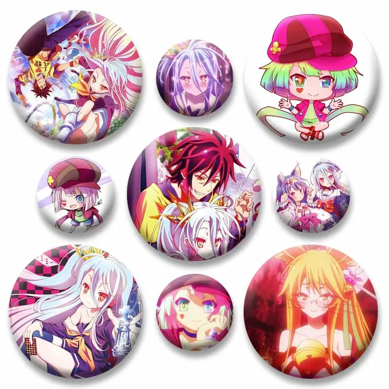 Shiro Tet Sora Jibril Hatsuse Izuna Dola Cartoon Enamel Pin Classic Anime No Game No Life Brooch Bag Lapel Badge Decoration Gift