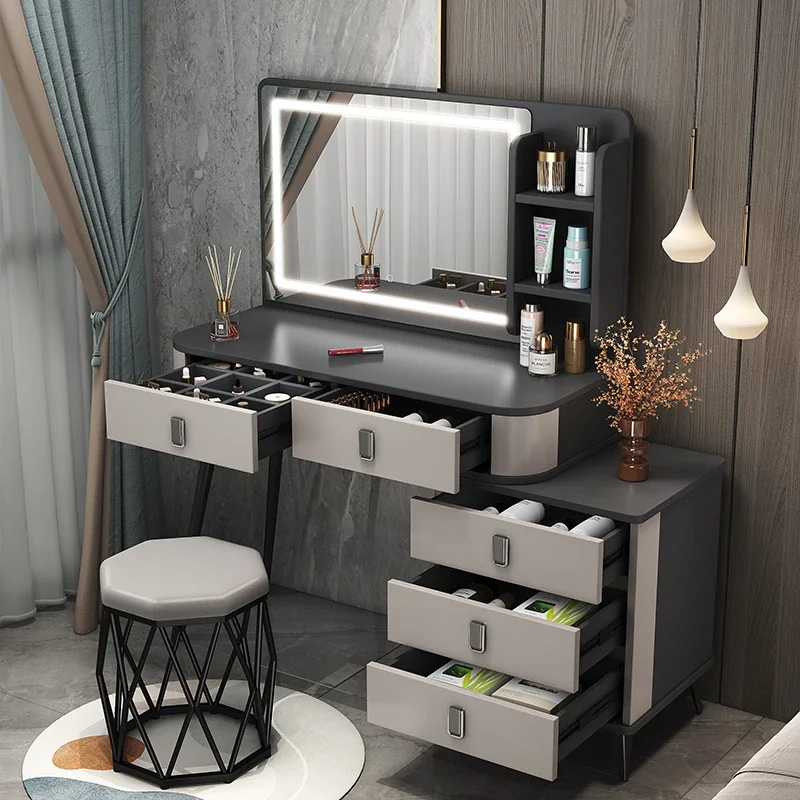 

Luxury Comfortable Vanity Makeup Desk Headdresses Dressing Table Illuminated Drawer For Bedroom Furniture Chest Of Drawers Home