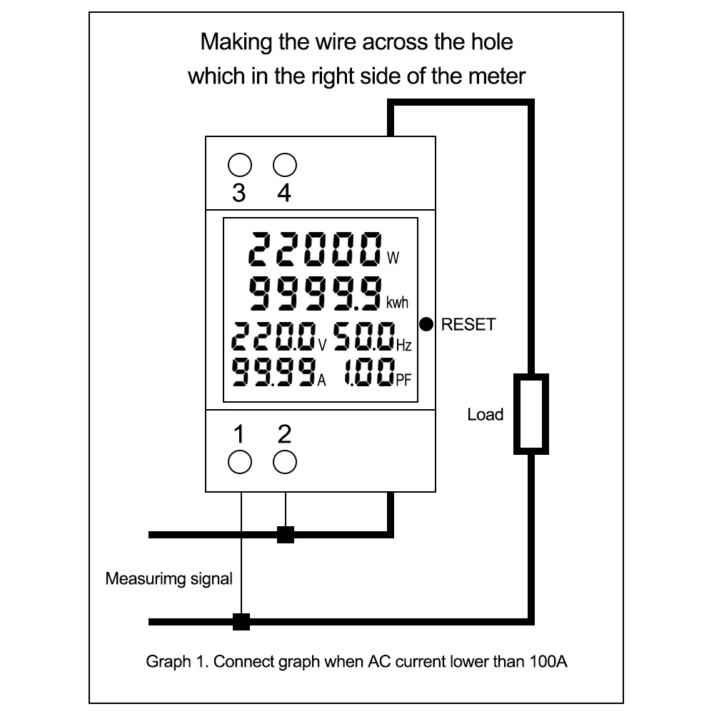 Imagem -06 - Medidor de Frequência de Energia Elétrica Monitor de ca Corrente de Tensão Fator de Potência Ativo Kwh Volt Amp D522066 110v 220v 380v 100a