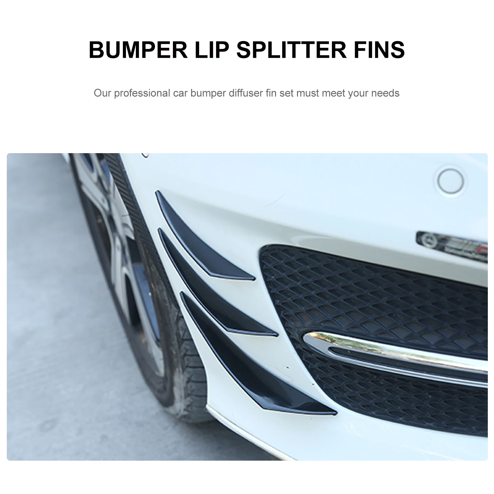 

1 set 1 Set Auto Lip Splitter Fins Front Canard Chin Valence Decal Diffuser Spoiler Fin Bumper Cover For Most Cars Car Front Lip