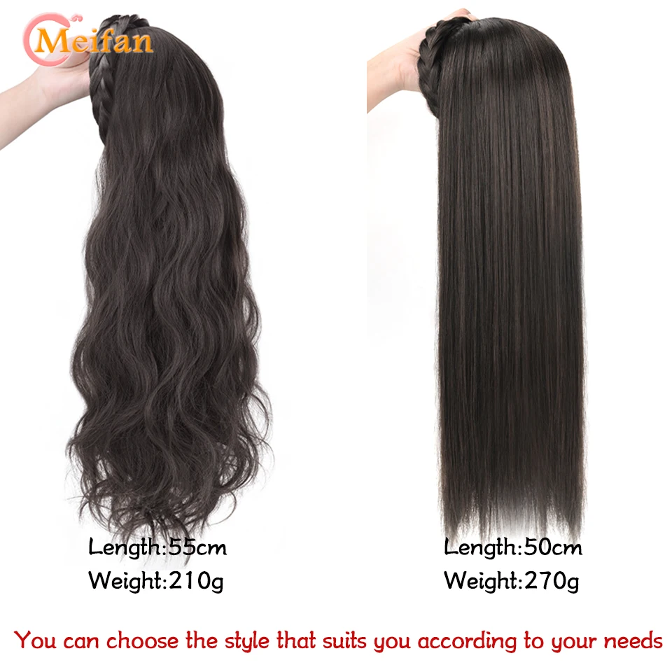 MEIFAN Synthetic Long Straight Headband Half Wig Clip in Hair Extension Fluffy Natural False Blonde Hairpiece With HairBand