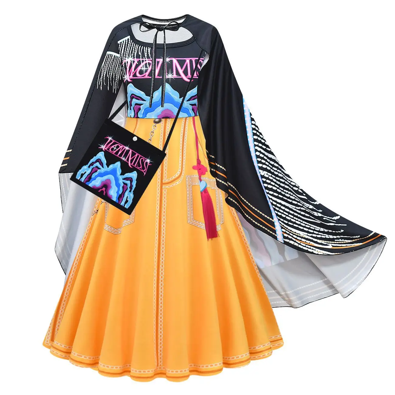 

Halloween Costume KPop Demon Hunters Girls Dress Cape Bags 3PCS Outfits Cosplay Stage Performance Carnival Long Dresses