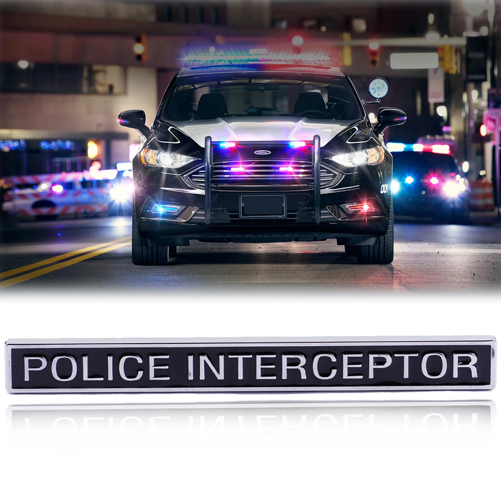

Police Interceptor Badge Metal Rear Side Emblem Decal For Ford Explorer Crown Victoria
