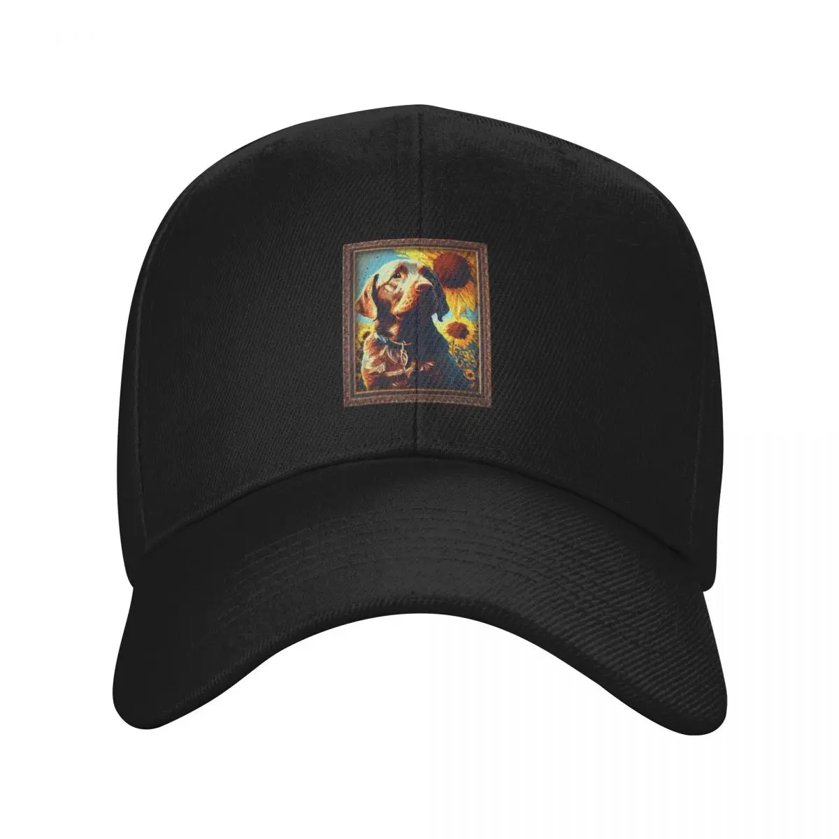 Chocolate Labrador Sunflower Painting Adorable Dog Baseball Cap foam party Hat For Men Women's