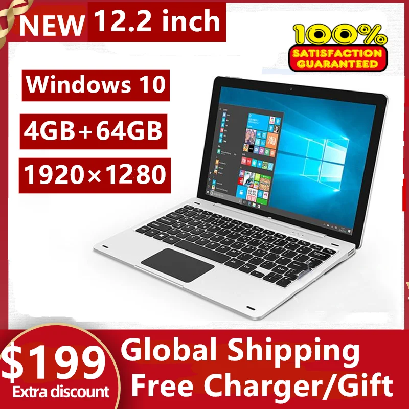 12.2 INCH 4GB DDR3 RAM 64GB ROM Tablet PC Windows 10  WIFI X86 Z8350 CPU Quad Core 1920*1200 IPS Screen Office Work