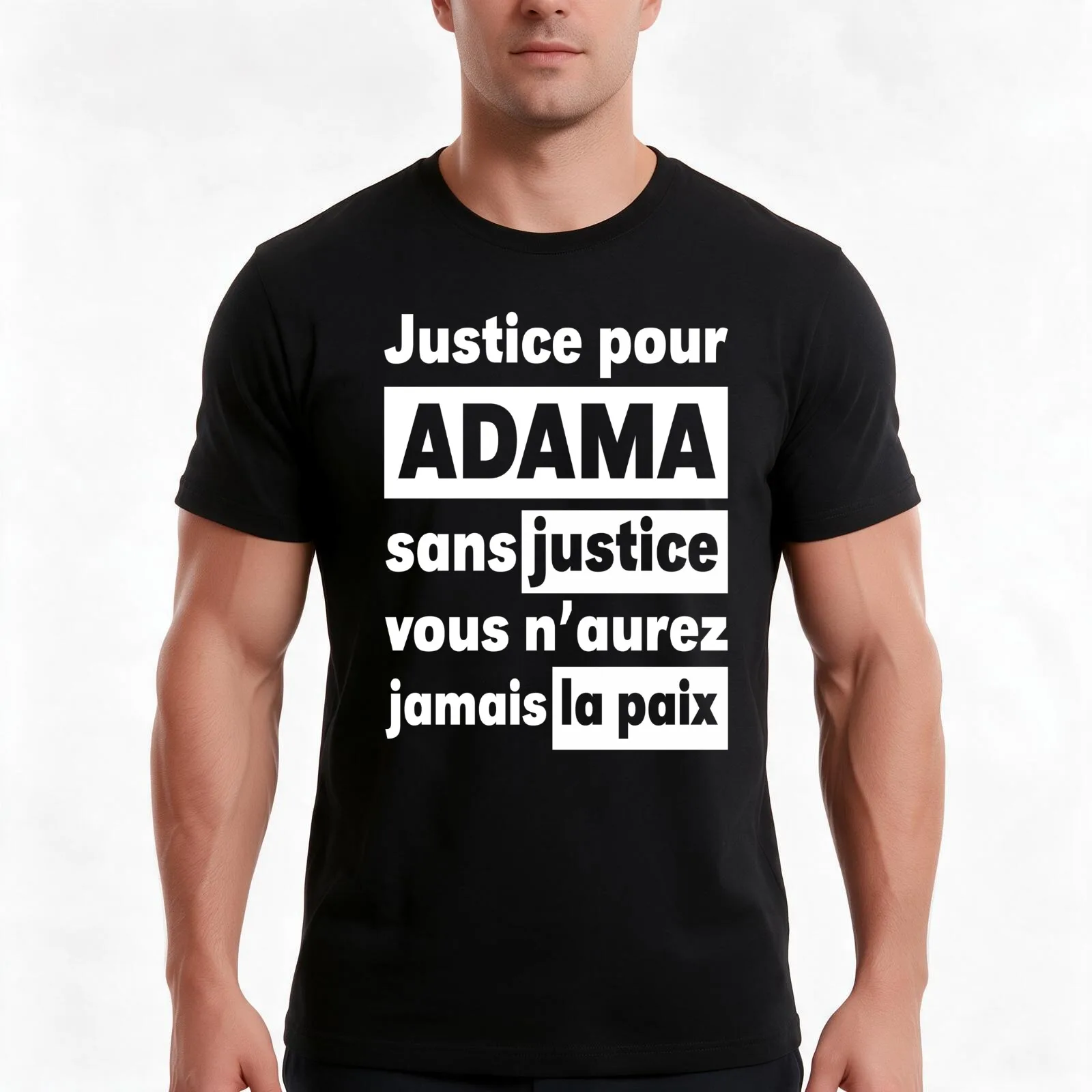Justice Pour Adama T-Shirt Summer Casual Cotton Tee Oversized Streetwear Tops Vintage Graphic Print Loose Fit Short Sleeve