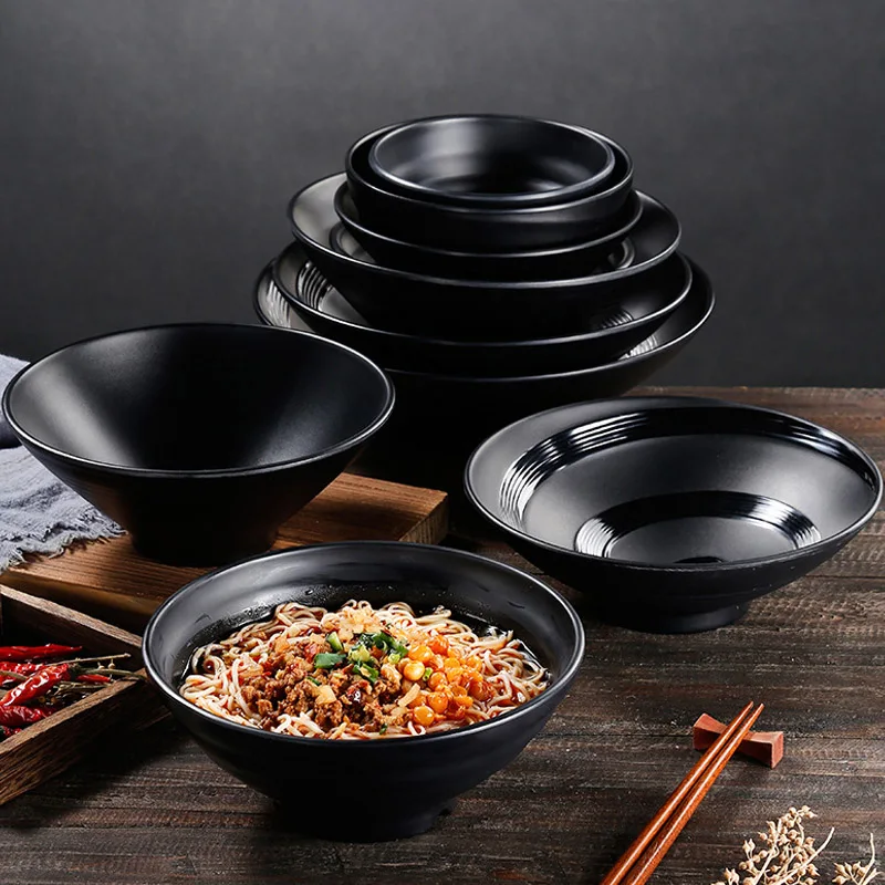 Gefrostete Melamin Ramen Schüssel Nachahmung Porzellan große Nudeln Hoch temperatur beständigkeit Schüssel Salat Suppe Schüssel Fast Food Geschirr