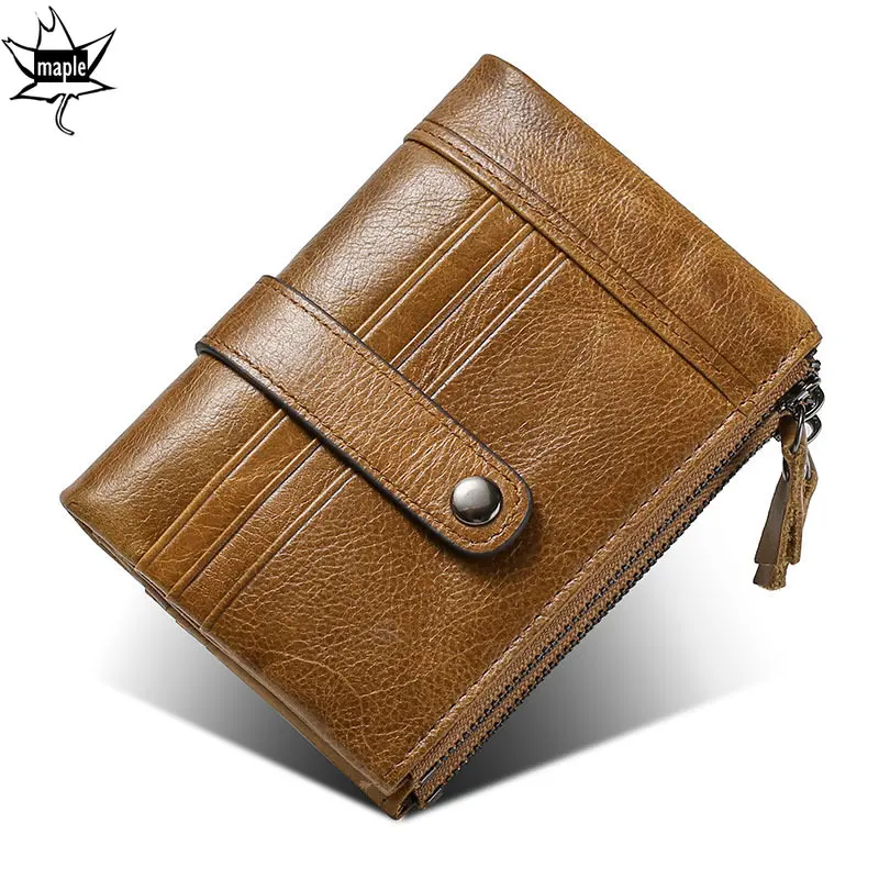 

Men's Genuine Leather Wallet Vintage Short Multi Function Card Slots Business Card Holder RFID Blocking Hasp Coin Money Pocket