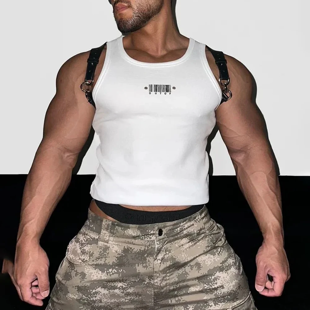 Threaded Metal Hole Breathable Gym Tank Top Summer Casual Sports Fitness Streetwear Sleeveless Vest Men'S  Clothing 2025 New