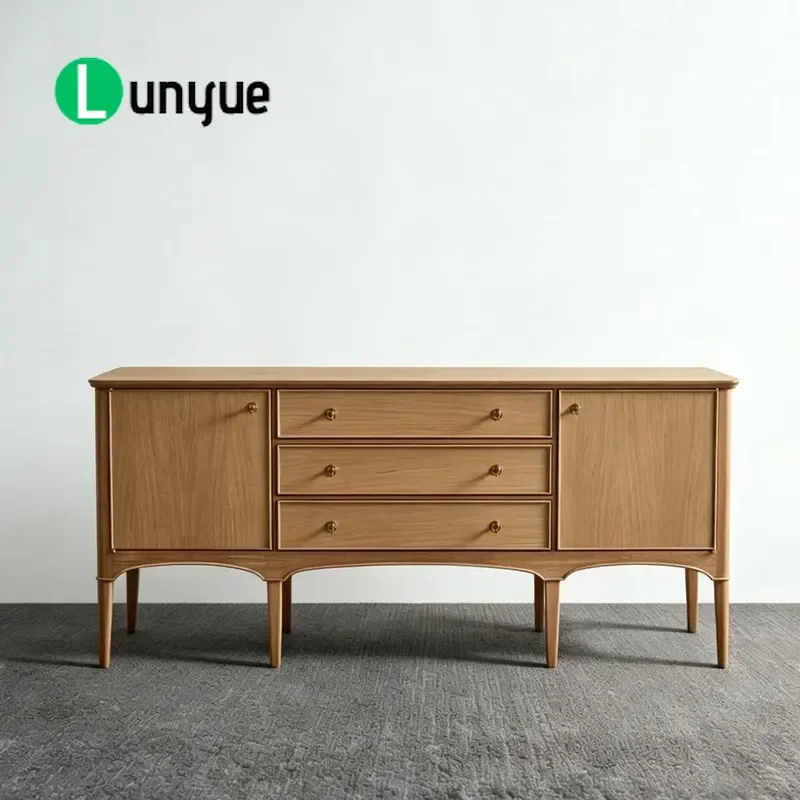 Medieval Log Style Side Cabinet Simple Design Quiet Furniture Customizable Storage for Living Room Bedroom