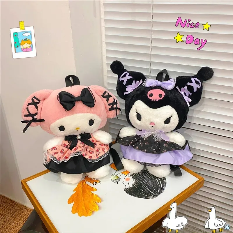 Kawaii Sanrio Bag Kuromi Plush Backpack Lolita Style Plushies Stuffed Animal Doll Toys My Melody Bag Women Tote Girl Christmas