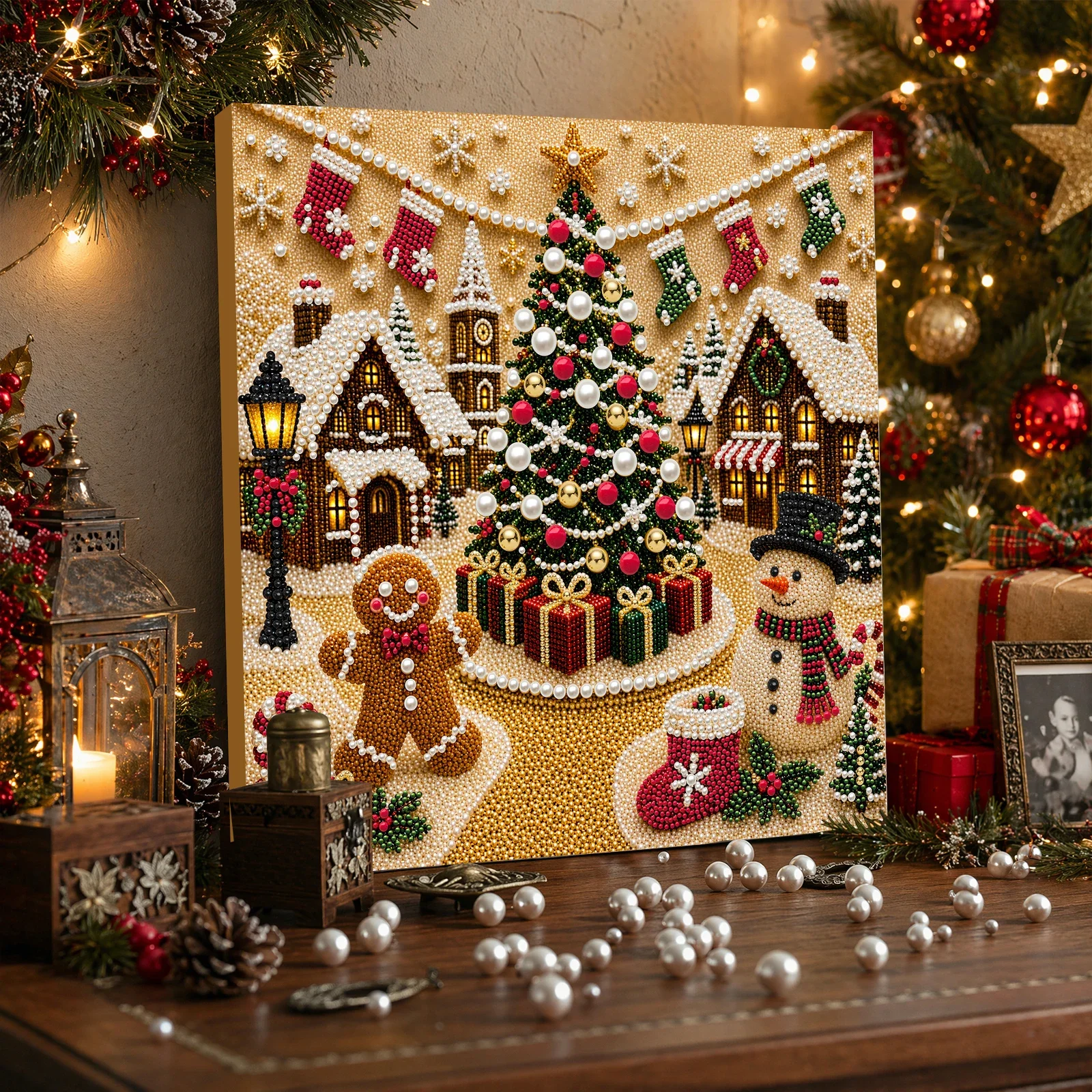 Christmas Pearl Diamond Painti - Resin Art Frame ulasan dan harga
