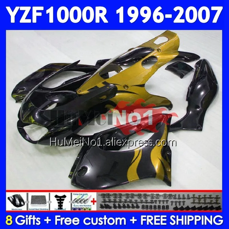 Thunderace For YAMAHA YZF 1000R YZF1000R 96 97 98 99 00 01 354No.69 YZF-1000R 2002 2003 2004 2005 2006 2007 Gold flames Fairing