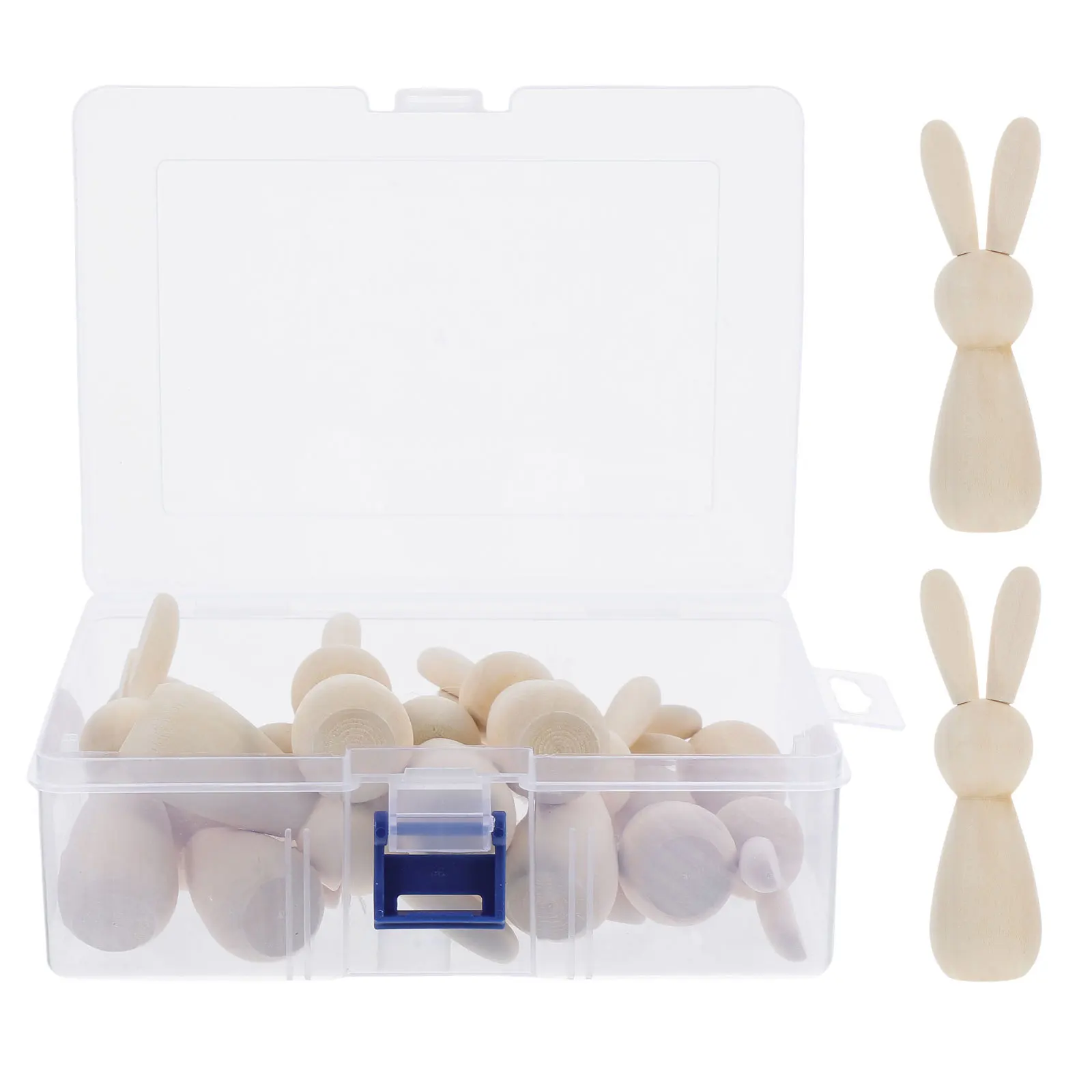 

20Pcs Unfinished Wooden Bunny Peg Figures Natural Wood Easter Decoration DIY Painting Craft Educational Gift Bunny Peg