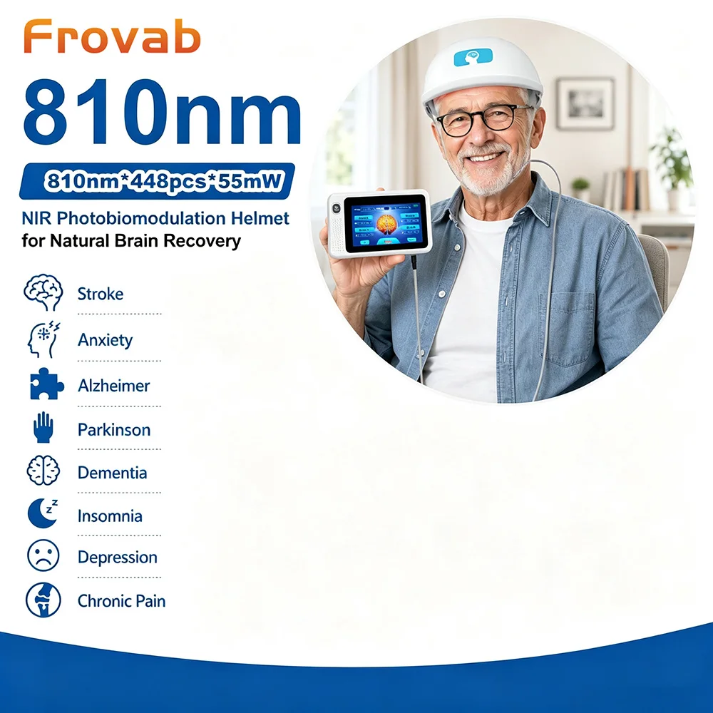 Medical Grade PBM Brain Therapy Helmet 448 Diodes 810nm Near Infrared Light Brain Stimulator Parkinson Treatment PTSD Relief