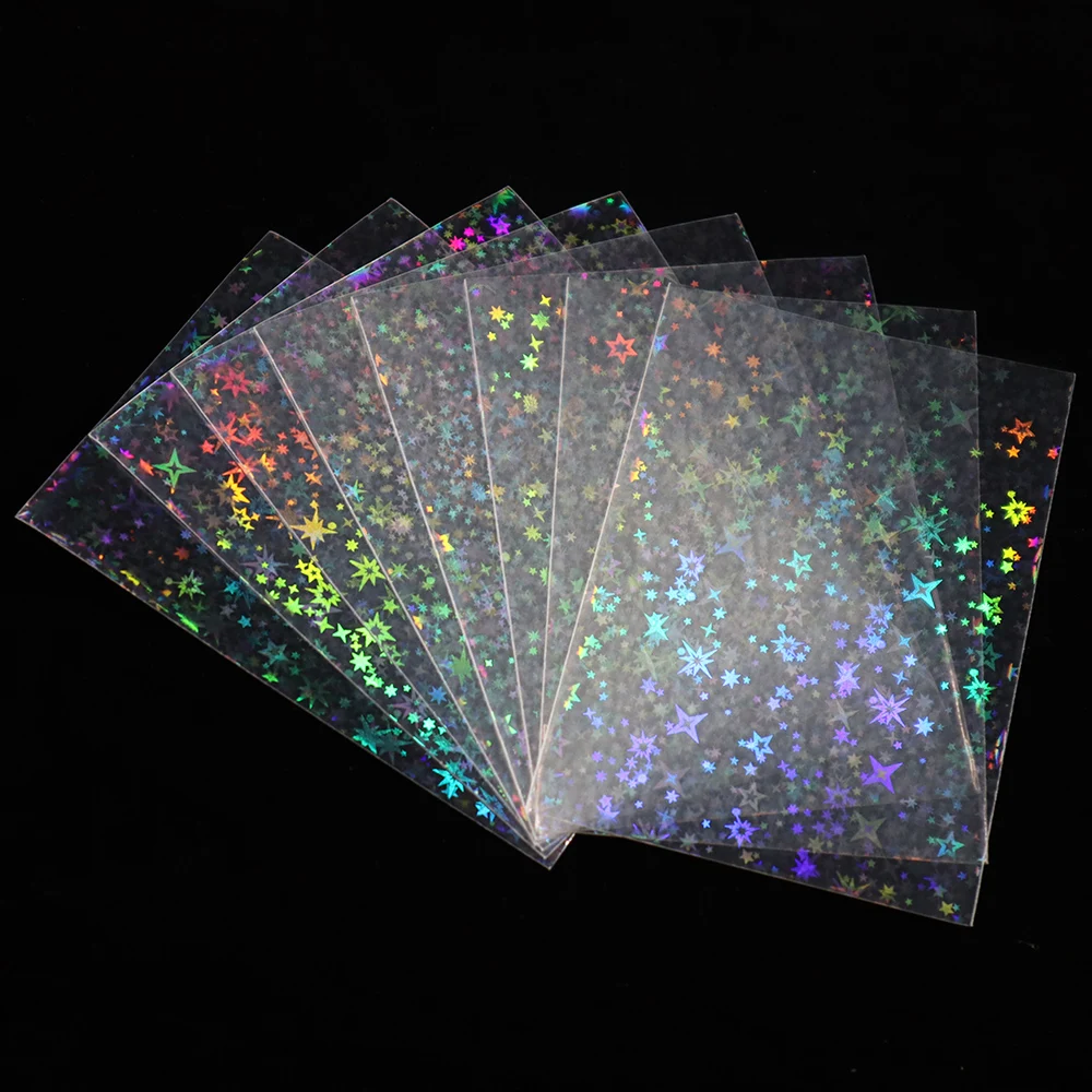 100 Holographic Sleeves Trading Card Little Stars Foil Transparent Laser  Board Game KPOP Card Protector YGO PKM Shield Cover - AliExpress 26