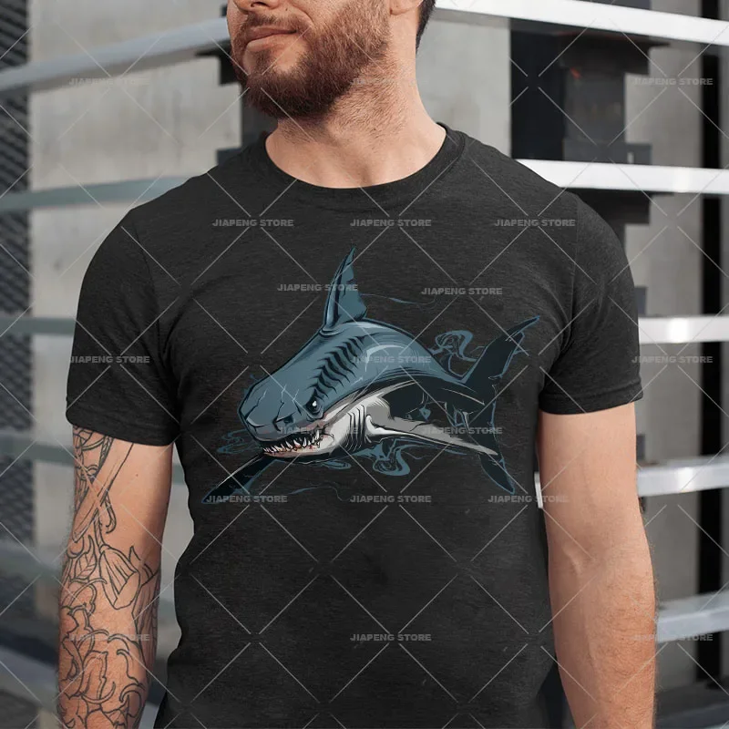 Muscle Shark Patches Iron On Heat Transfers For Clothes Fitness Talent Thermal Transfer Applique Stickers On Man T-shirt DIY