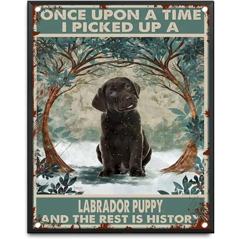 Chocolate Labrador Puppy Formerly Vintage Tin Signs Decor Poster Chocolate Labrador Amorous Man Fun Dog Wall Art Creative